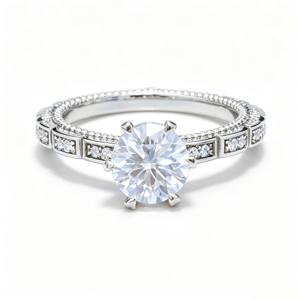 Medusa round-cut moissanite ring on hand — AUMIRE JEWEL