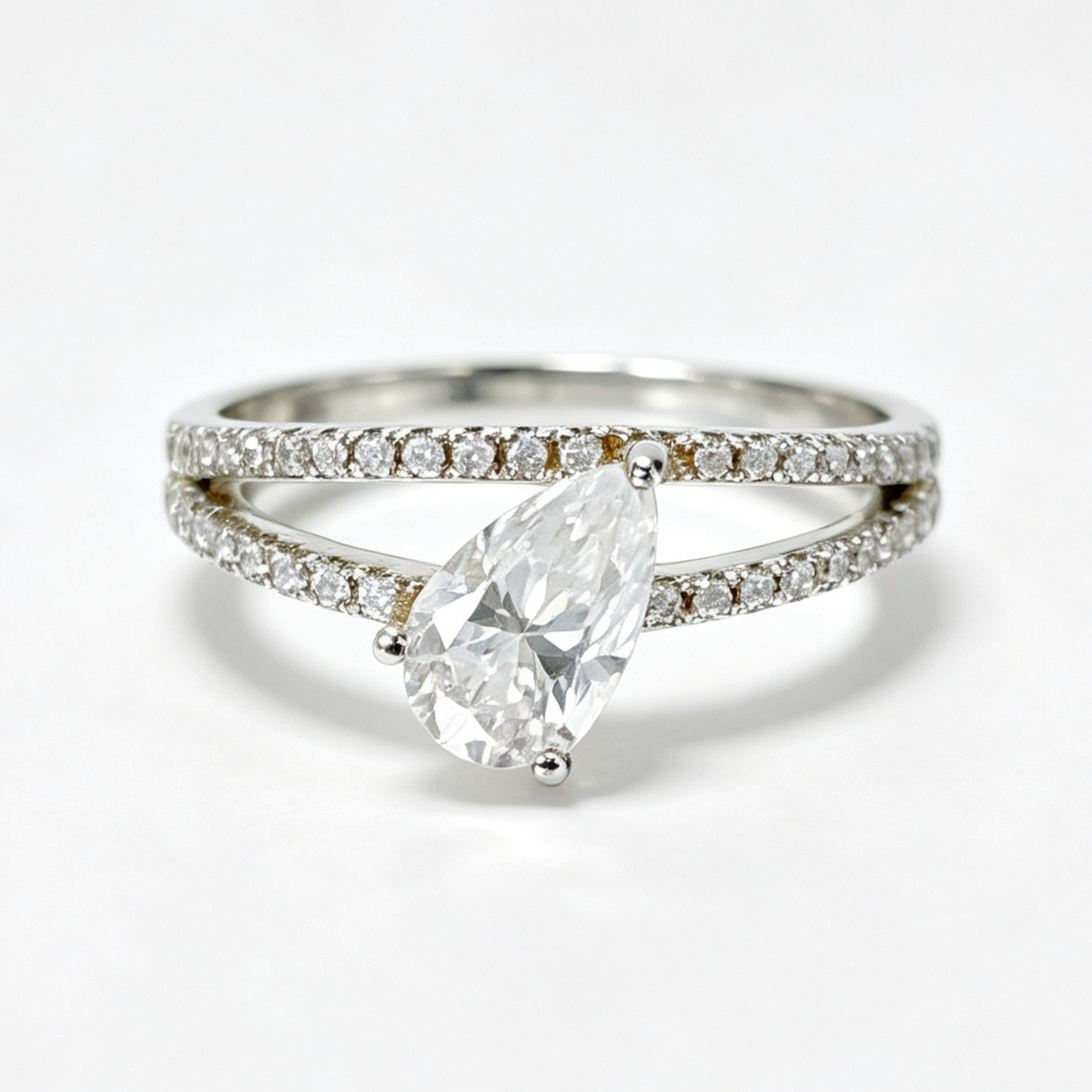 Star Belt pear-cut moissanite ring on hand — AUMIRE JEWEL