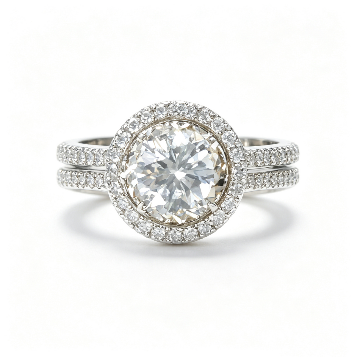 Encircling Love round-cut moissanite ring on hand — AUMIRE JEWEL