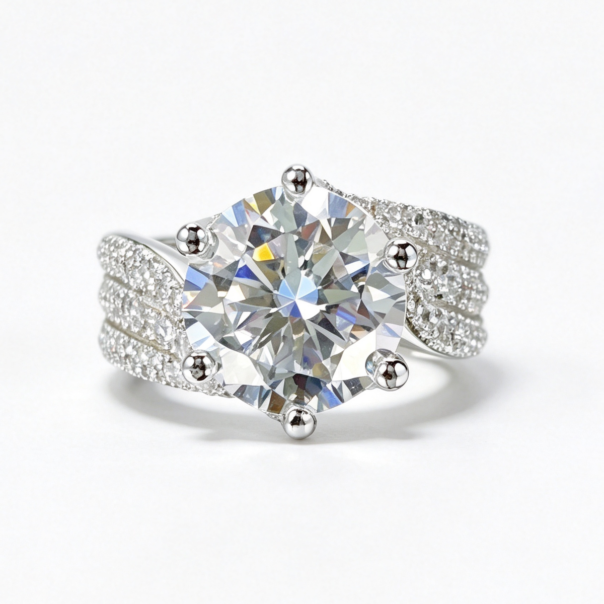 Three Gens of Love round-cut moissanite ring on hand — AUMIRE JEWEL