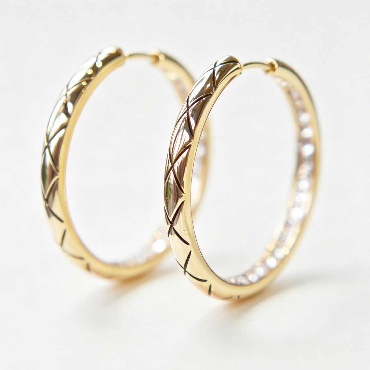 Plain Circle Stud Earrings with Embedded Diamonds on model — AUMIRE JEWEL