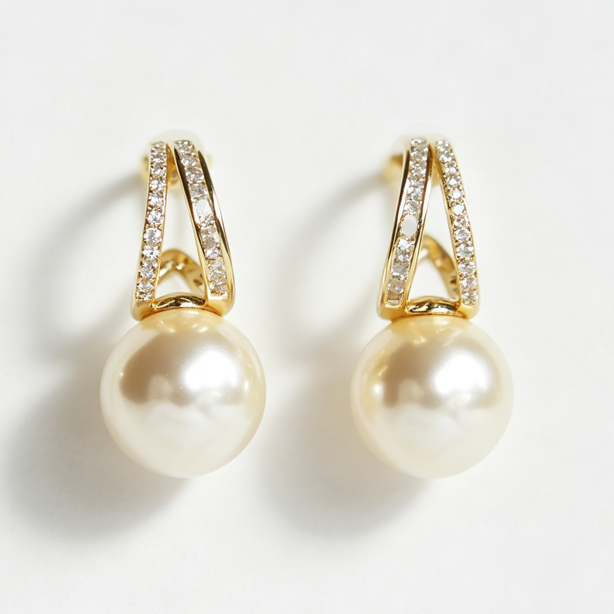 Golden Pearls Earrings on model — AUMIRE JEWEL