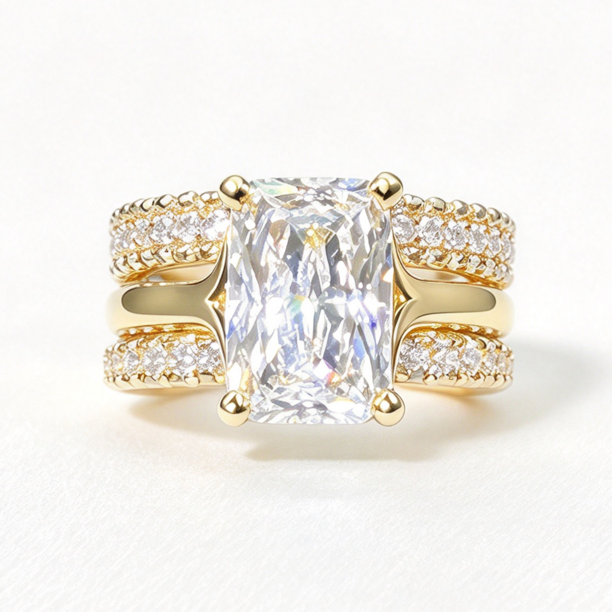 Rhea stacked moissanite ring set on hand — AUMIRE JEWEL