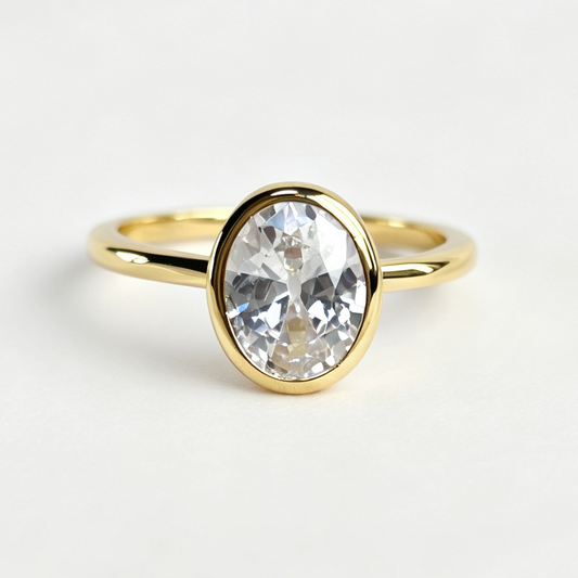 Seren oval-cut moissanite ring on hand — AUMIRE JEWEL