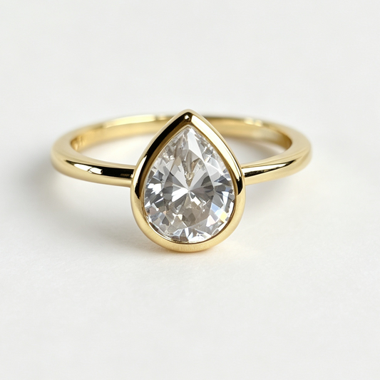 Calla pear-cut moissanite ring on hand — AUMIRE JEWEL