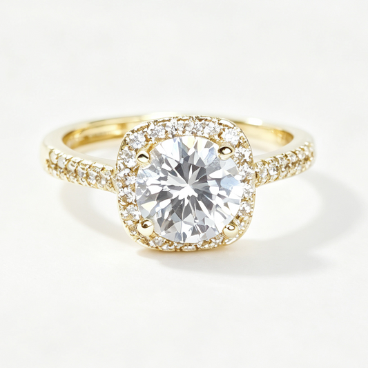 Cressida round-cut moissanite ring on hand — AUMIRE JEWEL