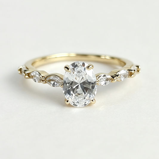 Eliana oval-cut moissanite ring on hand — AUMIRE JEWEL