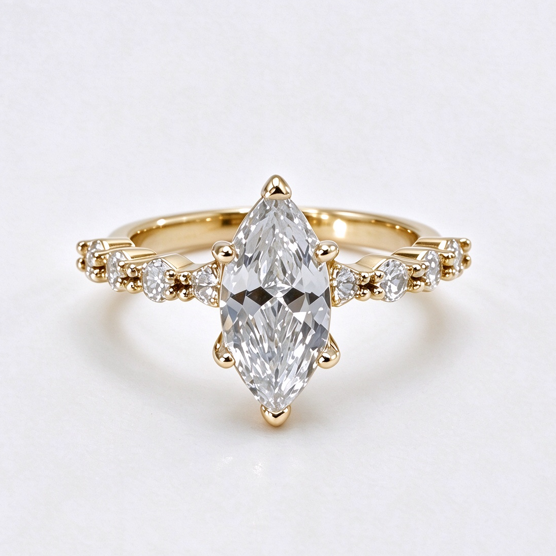 Nadia marquise-cut moissanite ring on hand — AUMIRE JEWEL