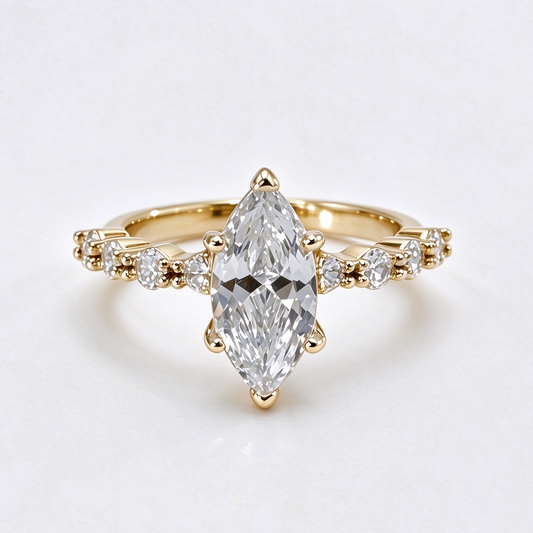 Nadia marquise-cut moissanite ring on hand — AUMIRE JEWEL