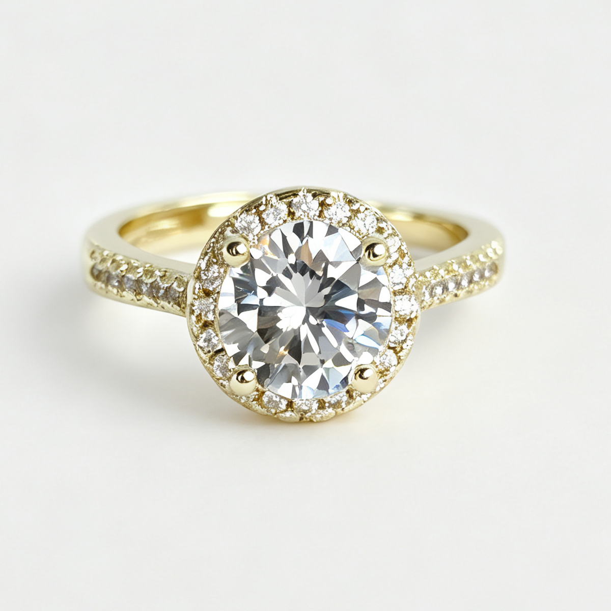 Zaria round-cut moissanite ring on hand — AUMIRE JEWEL
