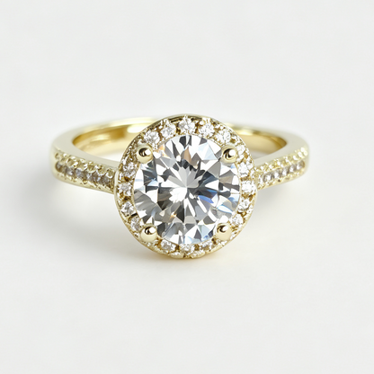 Zaria round-cut moissanite ring on hand — AUMIRE JEWEL