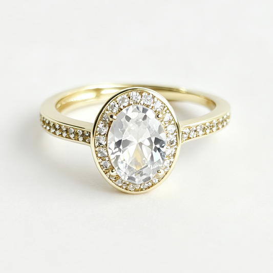 Freya oval-cut moissanite ring on hand — AUMIRE JEWEL