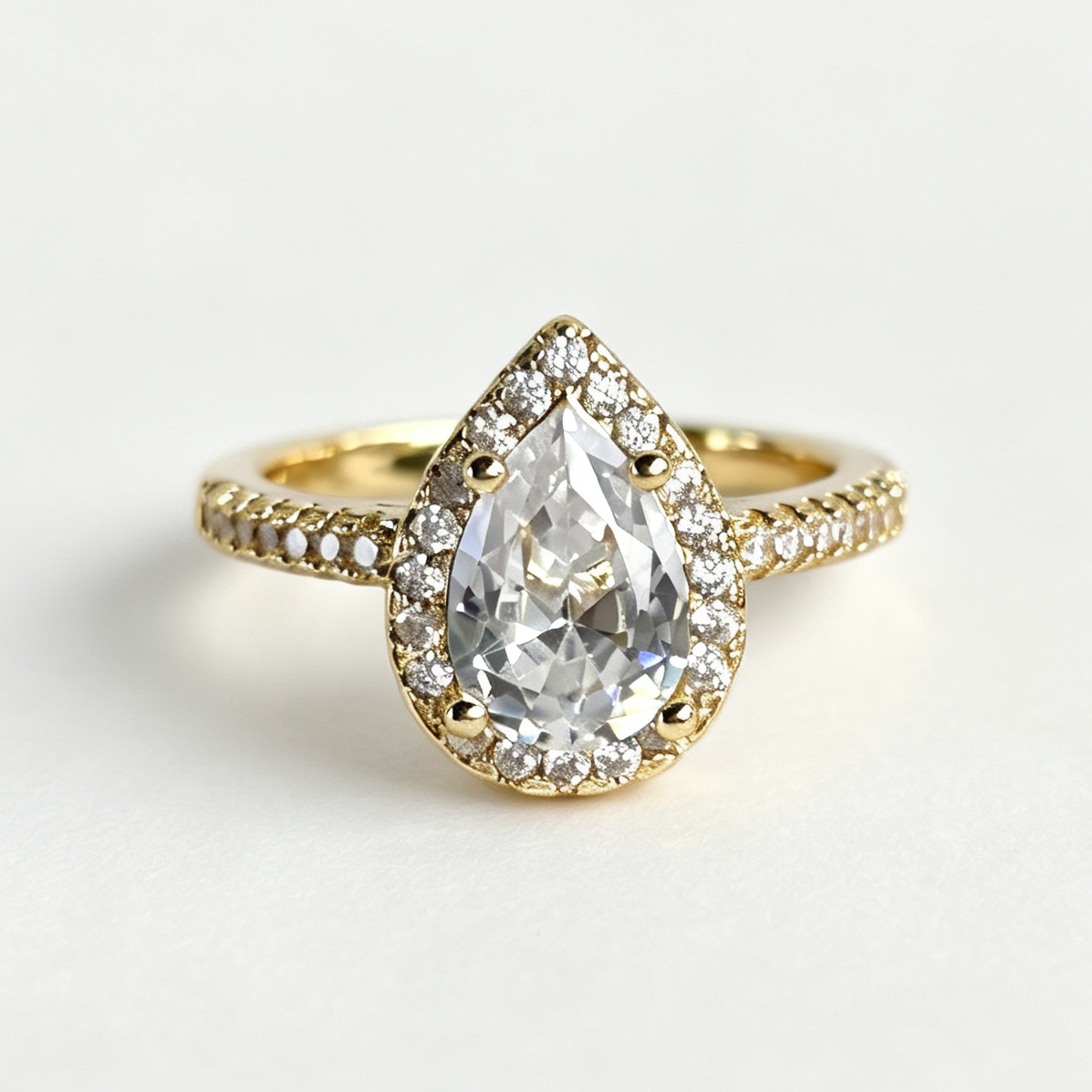 Solana pear-cut moissanite ring on hand — AUMIRE JEWEL