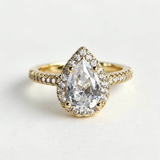 Solana pear-cut moissanite ring on hand — AUMIRE JEWEL
