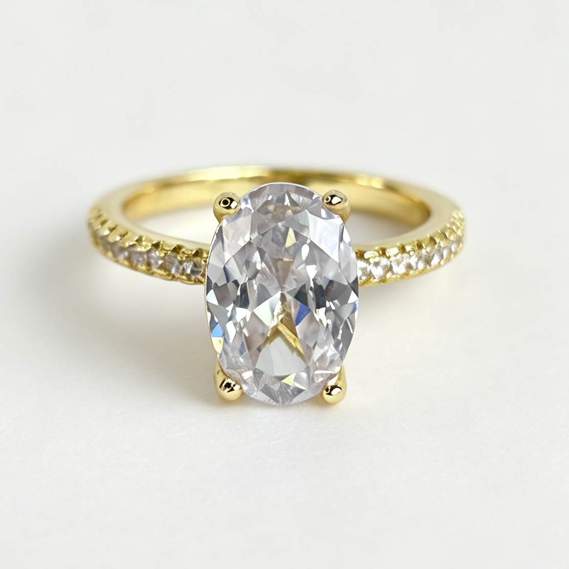 Lydia oval-cut moissanite ring on hand — AUMIRE JEWEL