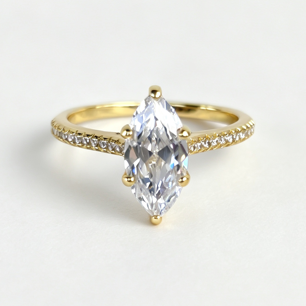 Celeste marquise-cut moissanite ring on hand — AUMIRE JEWEL