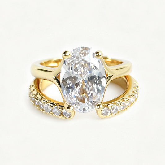 Fiona stacked moissanite ring set on hand — AUMIRE JEWEL