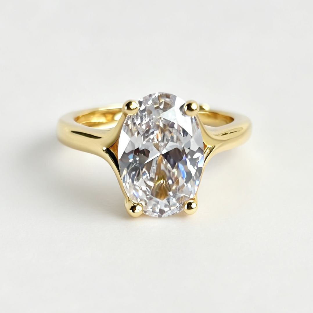 Fiona oval-cut moissanite ring on hand — AUMIRE JEWEL