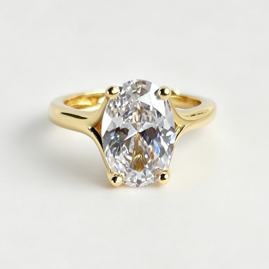 Fiona oval-cut moissanite ring on hand — AUMIRE JEWEL
