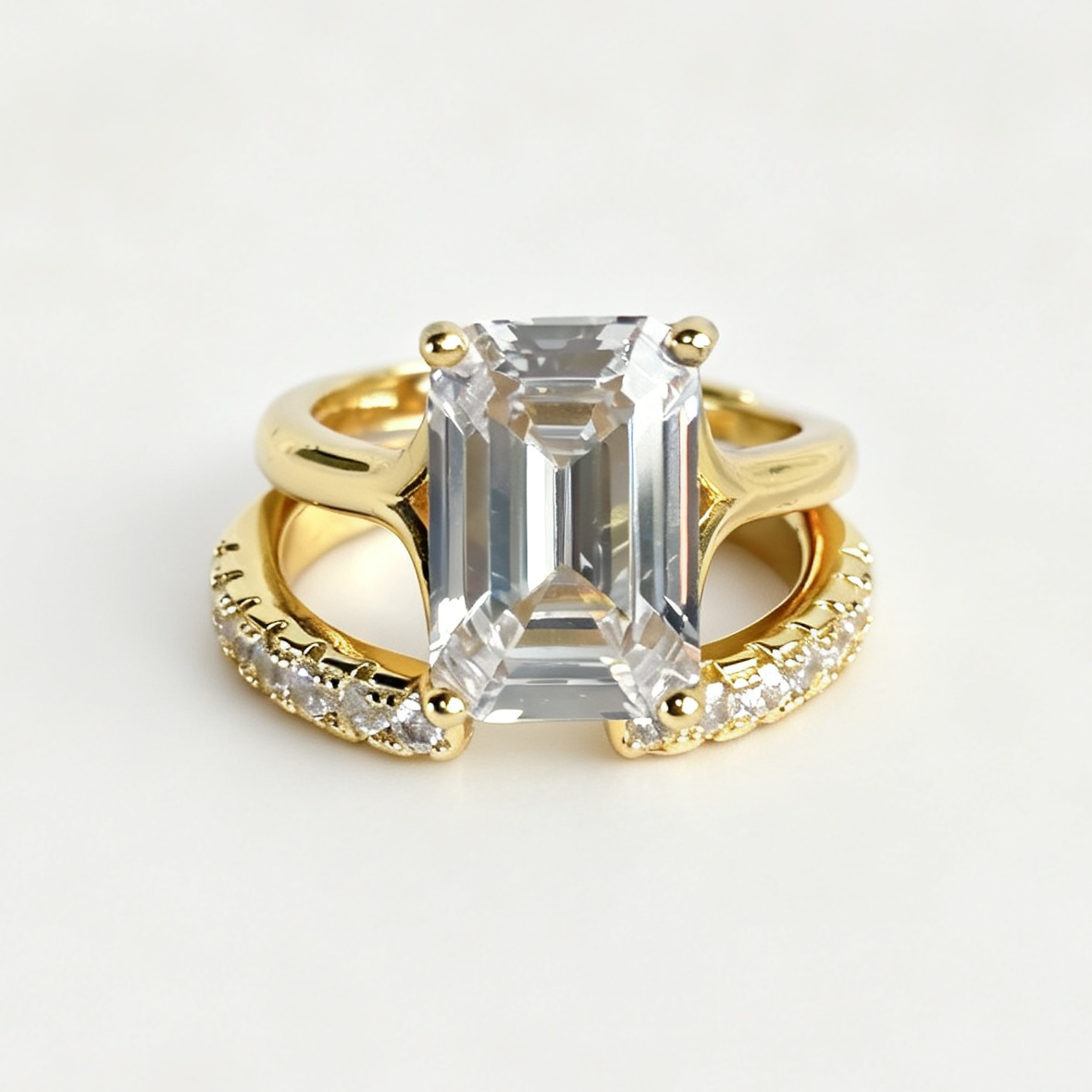 Maeve stacked moissanite ring set on hand — AUMIRE JEWEL