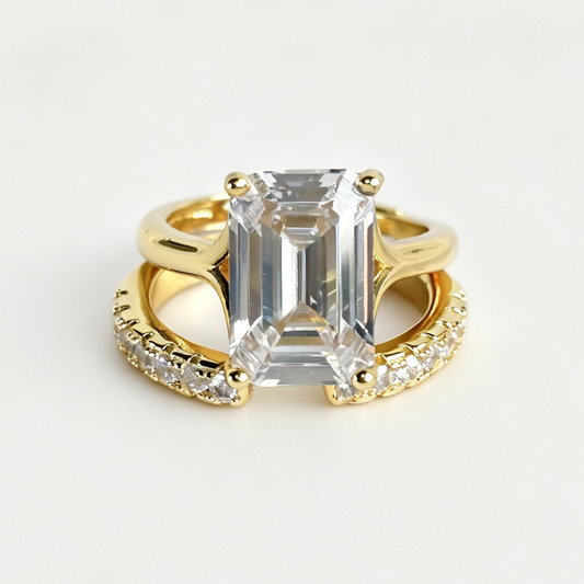 Maeve stacked moissanite ring set on hand — AUMIRE JEWEL