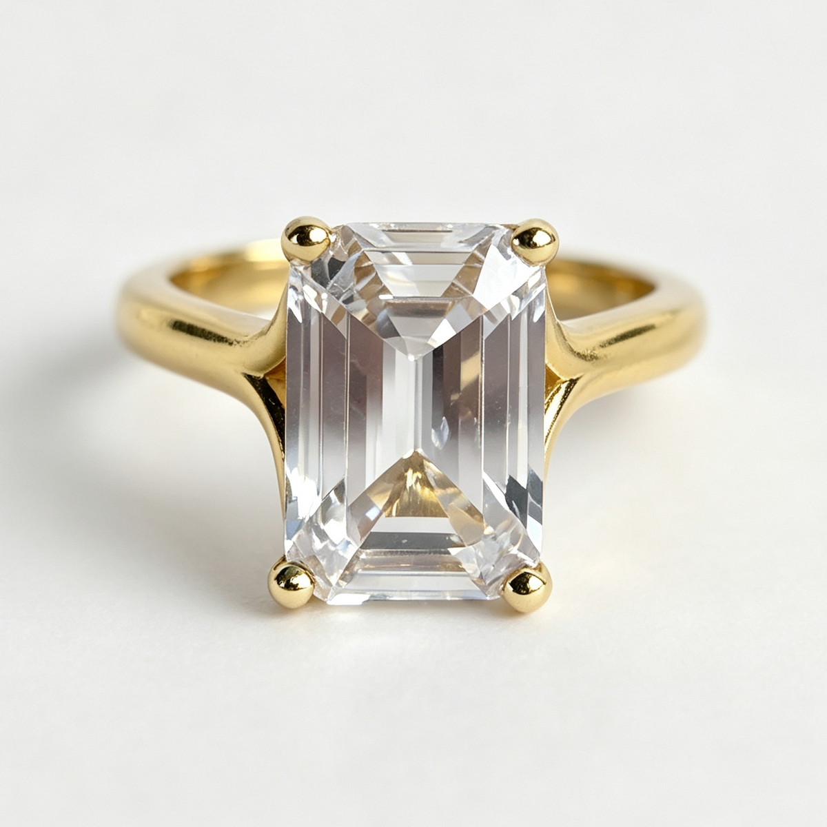 Maeve octagon-cut moissanite ring on hand — AUMIRE JEWEL