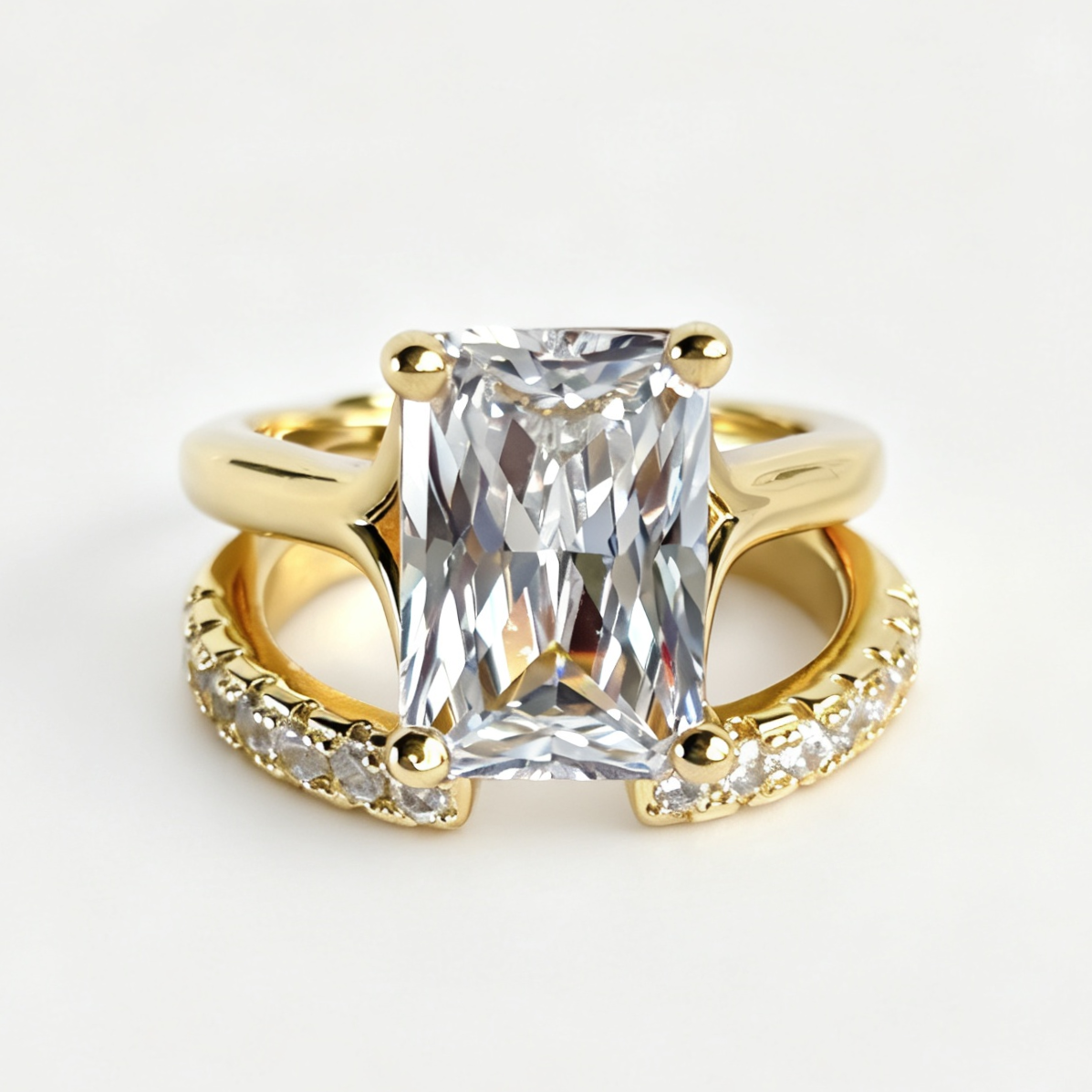 Rhea stacked moissanite ring set on hand — AUMIRE JEWEL