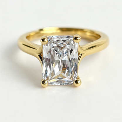 Rhea radiant-cut moissanite ring on hand — AUMIRE JEWEL