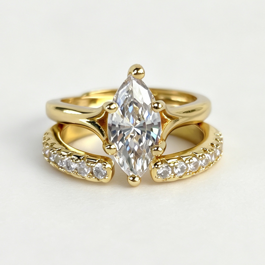 Thea stacked moissanite ring set on hand — AUMIRE JEWEL