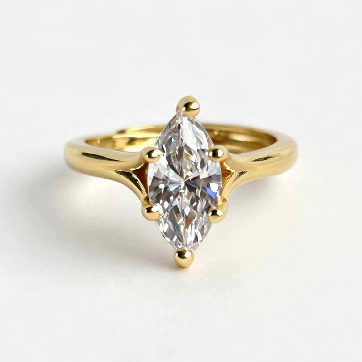 Thea marquise-cut moissanite ring on hand — AUMIRE JEWEL