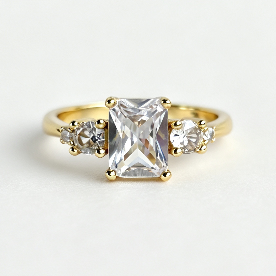 Cora octagon-cut moissanite ring on hand — AUMIRE JEWEL