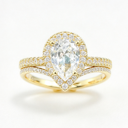 Solana stacked moissanite ring set on hand — AUMIRE JEWEL