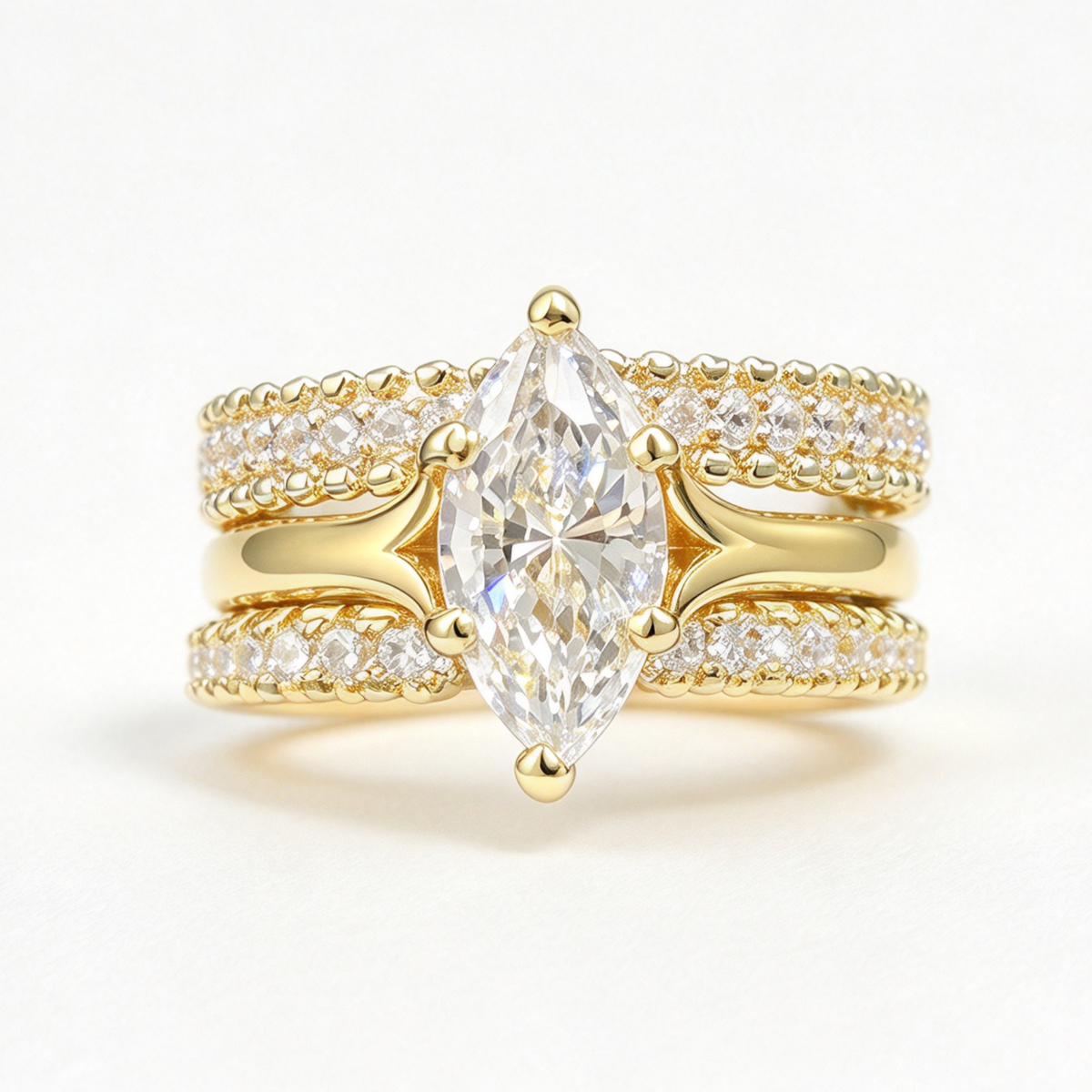 Thea stacked moissanite ring set on hand — AUMIRE JEWEL
