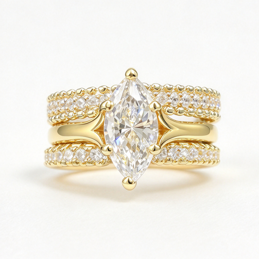 Thea stacked moissanite ring set on hand — AUMIRE JEWEL