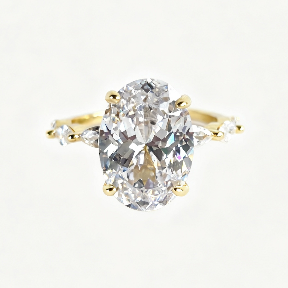 Flora oval-cut moissanite ring on hand — AUMIRE JEWEL