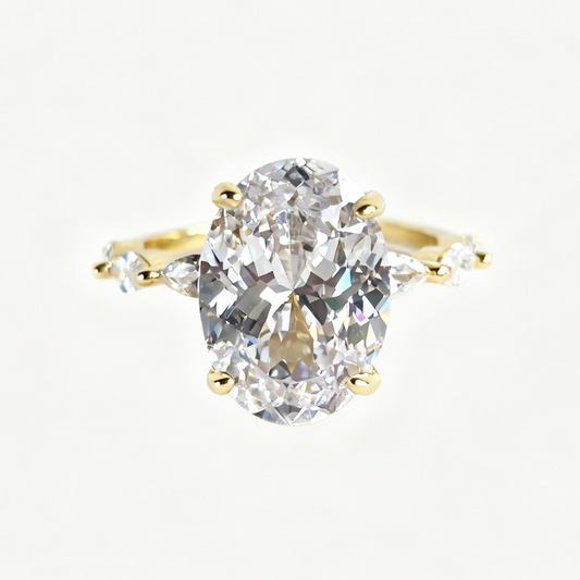 Flora oval-cut moissanite ring on hand — AUMIRE JEWEL