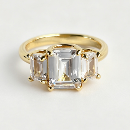 Ada octagon-cut moissanite ring on hand — AUMIRE JEWEL