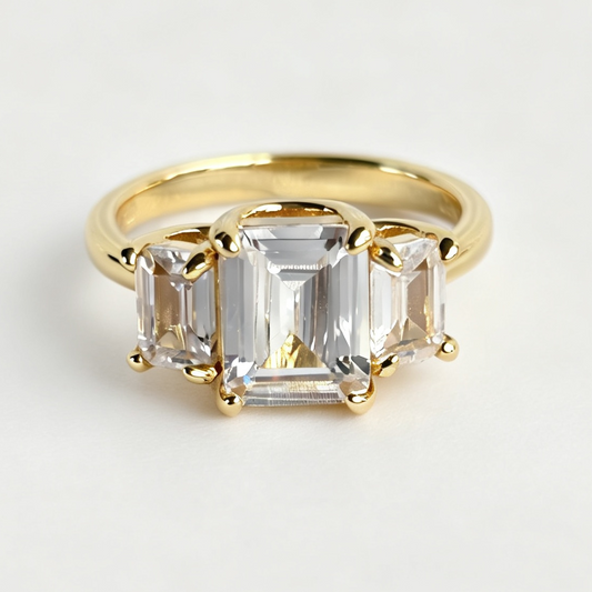 Ada octagon-cut moissanite ring on hand — AUMIRE JEWEL