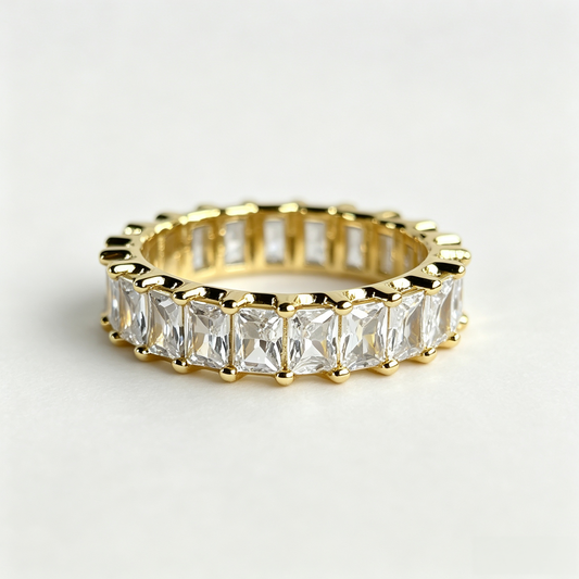 Alma oval moissanite band ring on hand — AUMIRE JEWEL
