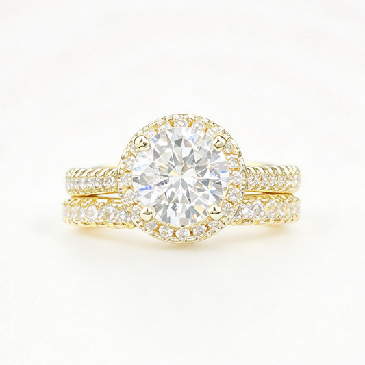 Zaria stacked moissanite ring set on hand — AUMIRE JEWEL