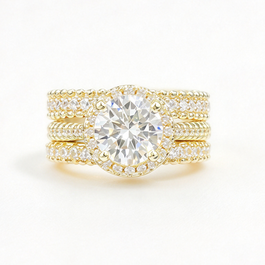 Zaria stacked moissanite ring set on hand — AUMIRE JEWEL
