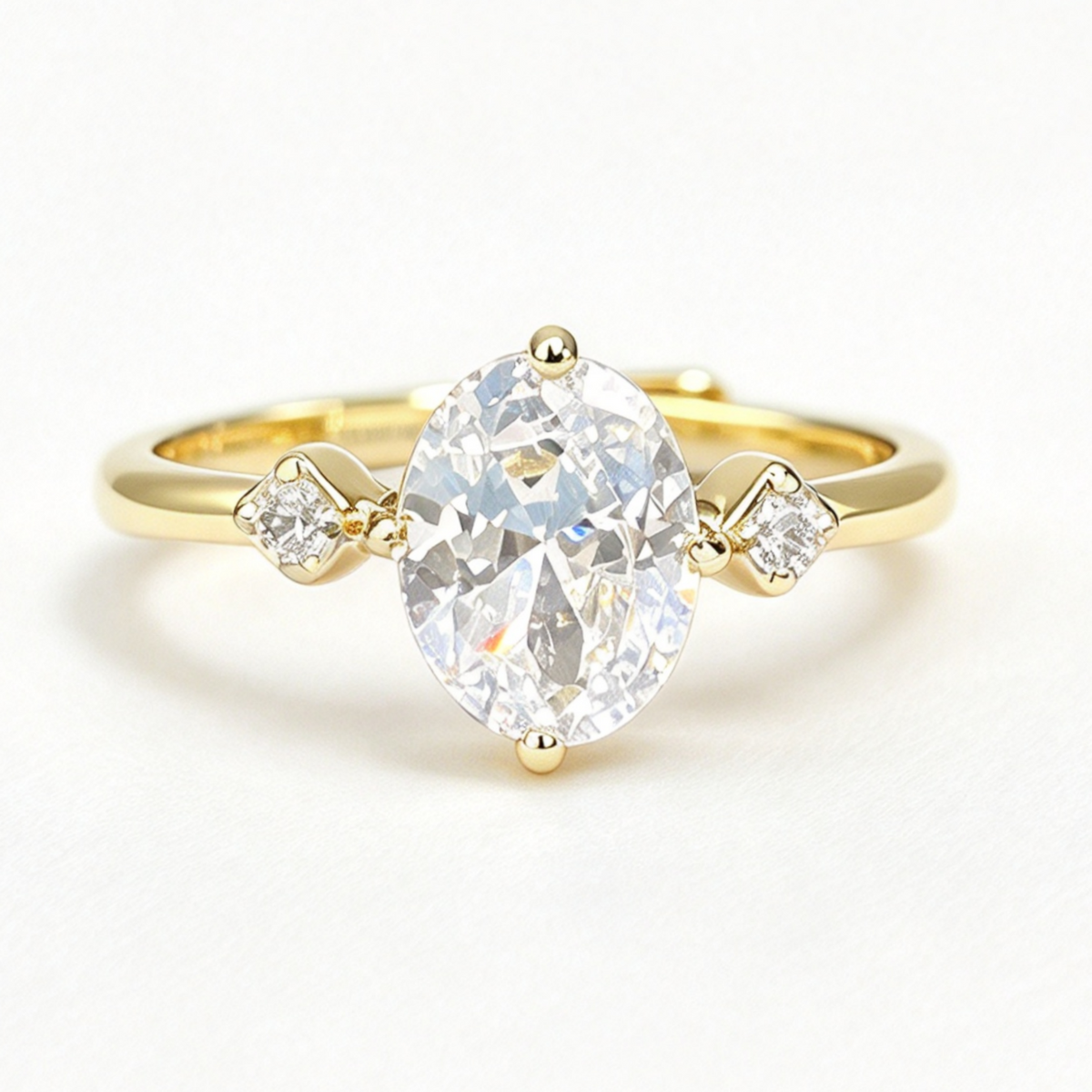 Aurora oval-cut moissanite ring on hand — AUMIRE JEWEL